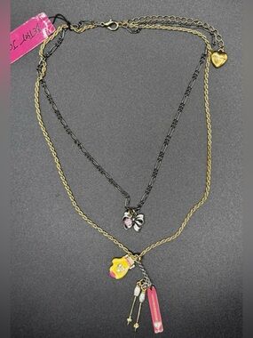 BETSEY JOHNSON Vintage Y2K 90s Authentic Ski Snow Set Layered Necklace NEW NWT
